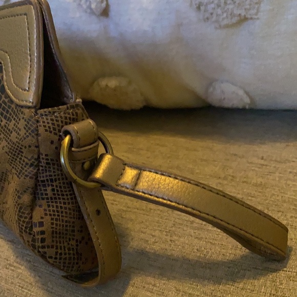 Small snake skin printed clutch - copper in color - Picture 2 of 4